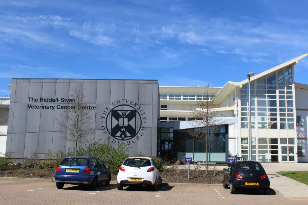 Exterior of the Riddell-Swan Veterinary Cancer Centre at the University of Edinburgh